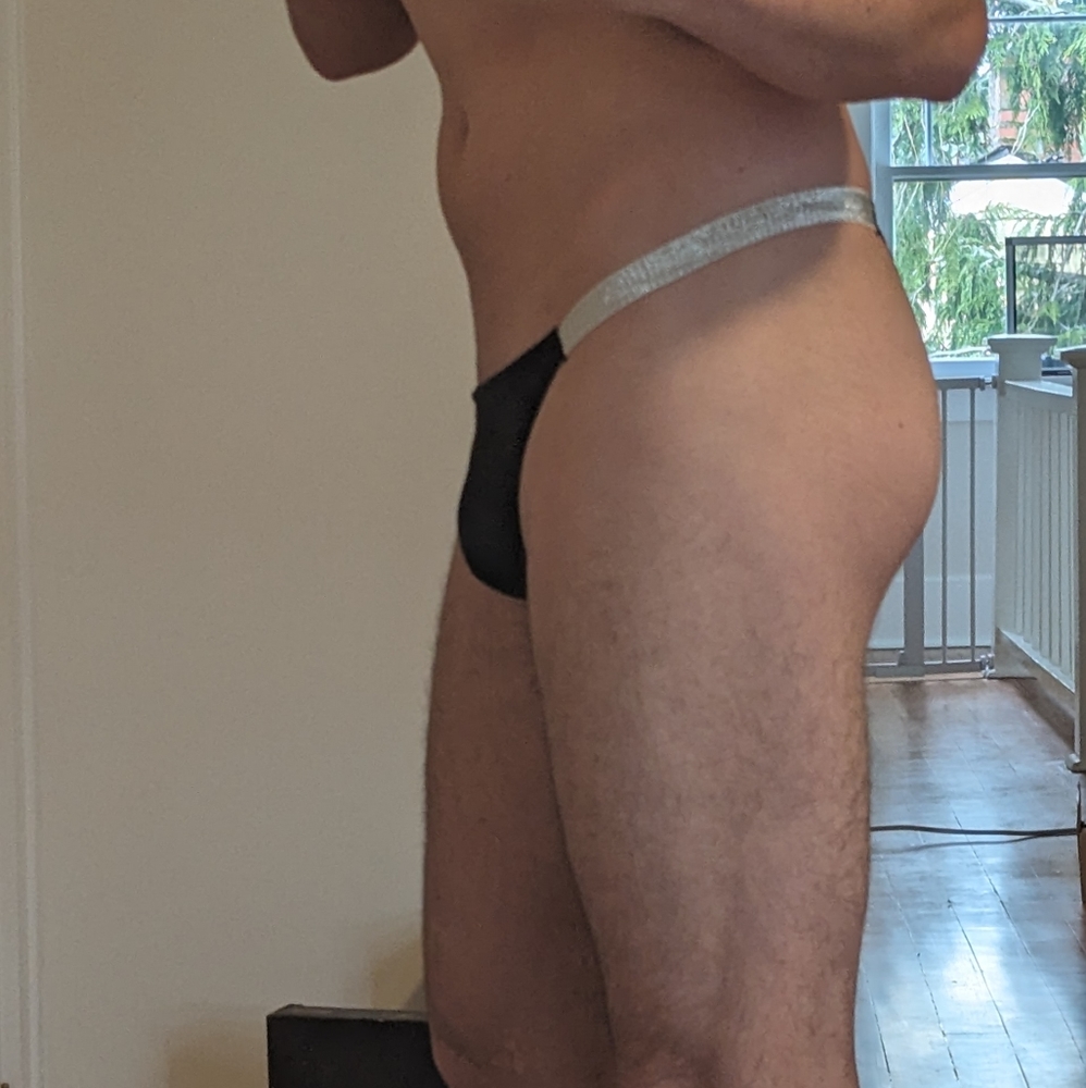 Men's Thong Black Lace Medium 31 30 32 - Picture 4 of 5